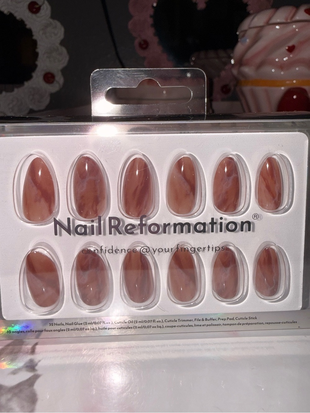 Nail reformation brown marble press on nails